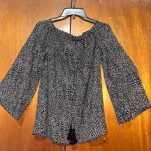 Micheal Kors long sleeve off the shoulder leopard print blouse.
